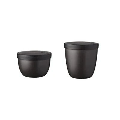 Abbildung von Mepal Snackpot Duo Pack Ellipse Praktischer Behälter zur Aufbewahrung &amp; für Transport von Lebensmittel Tiefkühltauglich Spülmachinenfest Nordic Black