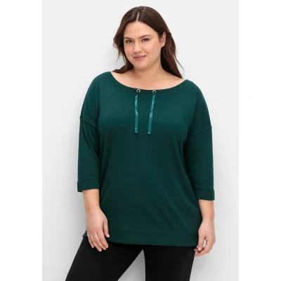 Abbildung von Sheego Sweatshirt, Damen, Größe: 40/42, Tiefgrün