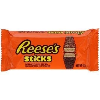 Abbildung von Reese&#039;s Sticks 2er 42g (2 Knusperwaffel Riegel mit Erdnussbutter Füllung und Überzug aus Milchschokolade) (8 Riegel)