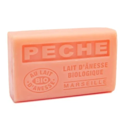 Abbildung von Label Provence Savon de Marseille Französische Seife mit frischer Bio Eselsmilch Pfirsichduft 125 g Riegel