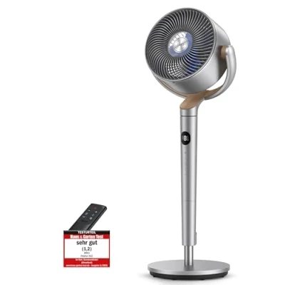 Abbildung von Dreo 23dB leiser Standventilator, 120+120 Omni direktionale oszillierende Ventilator, 26M Windentfernung, 1200m3/h Luftvolumen Echt Turbo Luftzirkulator Fans, 102CM Höhe 3 Modi 8 Geschwindigkeit