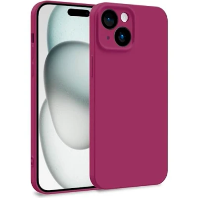 Abbildung von MyGadget Hülle für iPhone 15 Zweilagige Handyhülle mit Kameraschutz Cover Innenfutter &amp; Silikon außen Wein Rot