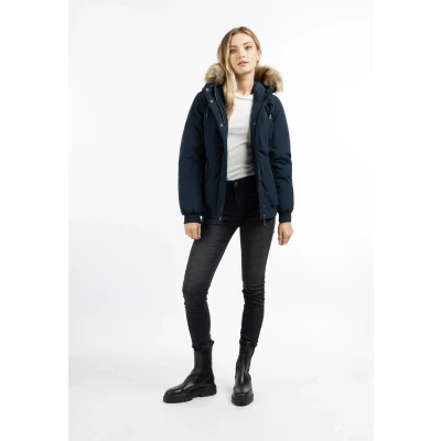 Abbildung von DREIMASTER Vintage Damen Winter Blouson mit Kunstfellbesatz L / Dunkelmarine 83% Polyester 17% Baumwolle