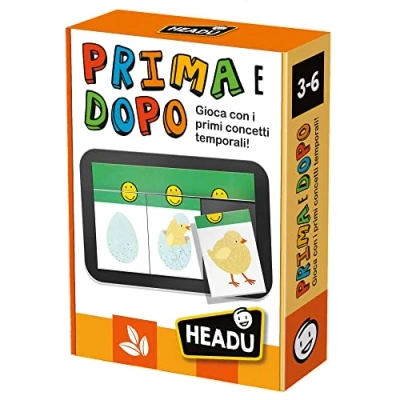 Abbildung von Headu Vor und nach dem Spielen mit den ersten Zeitkonzepten It25442 Lernspiel für Kinder von 3 bis 6 Jahren, hergestellt in Italien