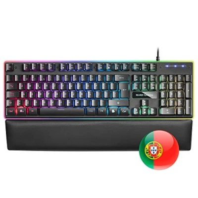 Abbildung von Mars Gaming MK320PT, Tastatur H Mech, 13 Modi RGB &amp; Halo, Gepolsterte Handballenauflage, Antighosting, Portugiesisch Sprache