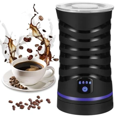 Abbildung von Milchaufschäumer Elektrisch 4 in 1 Milchschäumer für Heißer und Kalter Milcherwärmung Antihaftbeschichtung Automatische Abschaltung, Milchschaum Kaffee, Milch