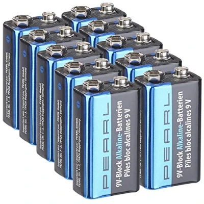 Abbildung von PEARL 9V Blockbatterie: 10er Set Block Alkaline Batterien (9 Volt Batterie, Batterie Rauchmelder)
