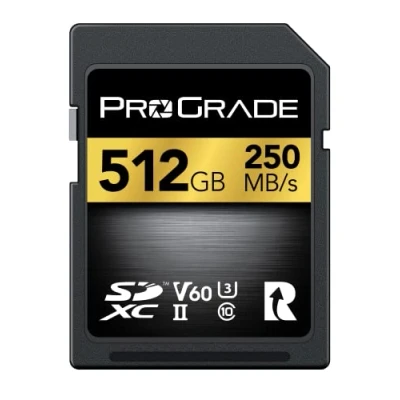 Abbildung von SD UHS II 512 GB Karte V60 Schreibgeschwindigkeit bis zu 130MB/s und Lesegeschwindigkeit von 250MB/s Für professionelle Filmemacher, Fotografen Kuratoren Inhalten Prograde Digital