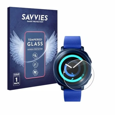 Abbildung von Savvies Panzer Schutz Glas für Samsung Gear Sport 9H Hartglas, Anti Fingerprint, Displayschutz