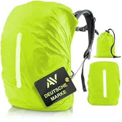 Abbildung von AVANA Rucksack Regenschutz Rucksacküberzug mit Reflexstreifen (10 70L) Regenhülle Schulranzen, wasserdicht, reflektierendes Cover, Neongelb