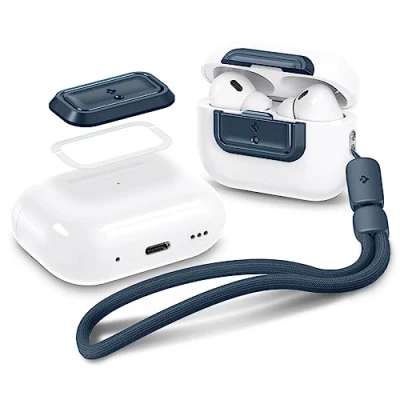 Abbildung von Spigen Lock Fit M [EZ FIT] Verriegelung Kompatibel mit AirPods Pro 2. Generation(2023/2022) / Pro(2019) Locking Module Handschlaufe Keine Hülle enthalten Metal Slate
