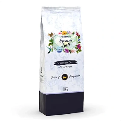 Abbildung von Nortembio Epsom Salz 700 g. Konzentrierte Quelle von Natürlichem Magnesium. 100% Reines Badesalz, Keine Zusatzstoffe. Muskelentspannung und Guter Schlaf. Inklusive E Book.