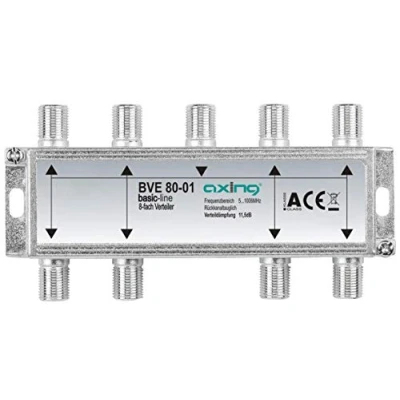 Abbildung von Axing BVE 80 01 8 Fach BK Verteiler (5 1000 MHz) für Kabelfernsehen und DVB T2 HD, F Anschlüsse
