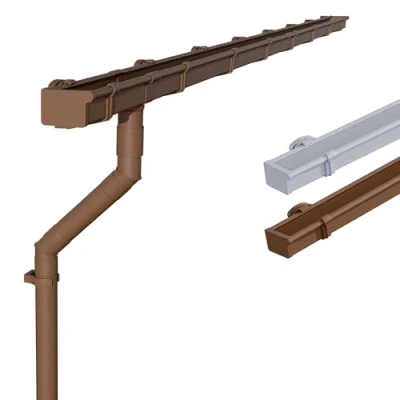 Abbildung von INEFA Dachrinnen Set Gartenhaus, Carport, Terrasse, NW83 / 83mm Kastenrinne 8m Braun 1 Dachseite, Regenrinne PVC für Pultdach, Made in Germany