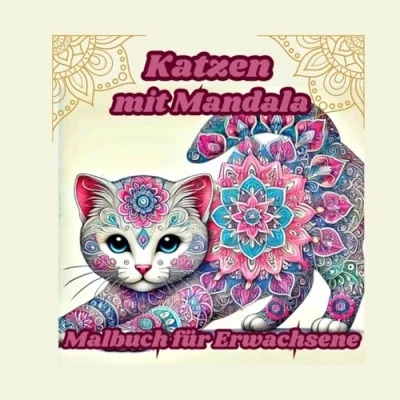 Abbildung von Katzen mit Mandala Malbuch für Erwachsene: 25 süße und schöne Katzen, Anti Stress Malbücher entspannenden Designs, Tiermalbücher Erwachsene