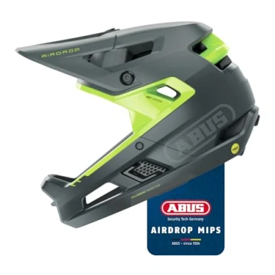 Abbildung von ABUS Fullface Helm AirDrop MIPS MTB: Downhill, Freeride und Enduro Mountainbike mit optimierter Belüftung Ambient Sound Channel für Erwachsene, Grau, Größe S/M