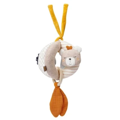 Abbildung von Fehn Activity Greifball Esel &amp; Teddy fehnNATUR Spielball mit Bio Baumwolle Ball Babyspielzeug Rassel Holzring Stoffball Motorikspielzeug Spielzeug für Babys Kleinkinder ab 0+ Monaten