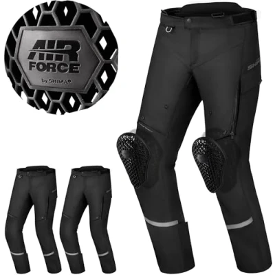 Abbildung von SHIMA RUNNER Motorradhose Herren mit Protektoren Mesh AIRFORCE Knieprotektoren Sommer Motorrad Hosen Winter Wasserdicht Motorradkombi Touren (Männer, Schwarz, 4XL)