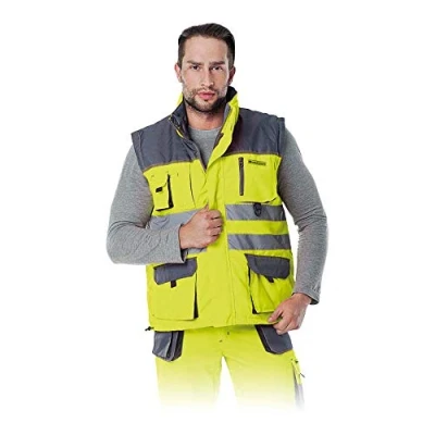 Abbildung von Leber &amp; Hollman Herren Arbeitsweste LH FMNW V, gefüttert, 100% Polyester 35 270 g/m2, Futter Polyester, Hochkragen, vorne Reißverschluss und Klettverschluss, Reflexionsstreifen