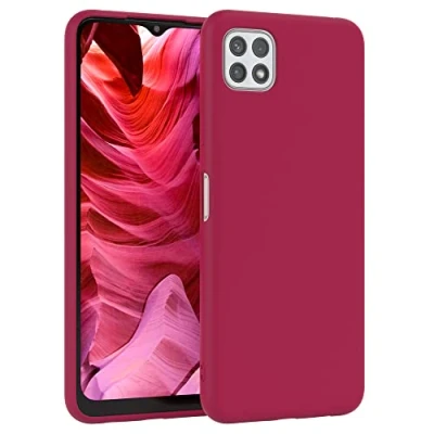 Abbildung von EAZY CASE Premium Silikon Handyhülle kompatibel mit Samsung Galaxy A22 5G, Slimcover Kameraschutz und Innenfutter, Silikonhülle, Schutzhülle, Bumper, Handy Case, Hülle, Softcase, Beere