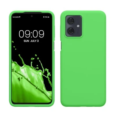 Abbildung von kwmobile Hülle kompatibel mit Motorola Moto G54 5G Silikon Handy Case Handyhülle weiche Oberfläche kabelloses Laden Limettengrün