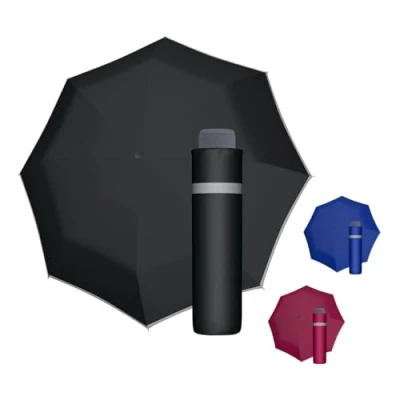 Abbildung von doppler Taschenregenschirm &quot;Mini Light up uni, Black&quot;, mit reflektierenden Elementen am Schirmdach