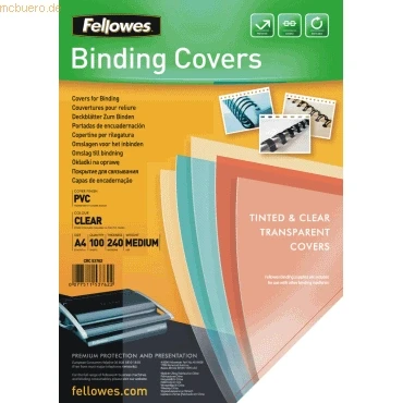 Abbildung von Fellowes Deckblatt A4 240mic PVC transparent VE=100 Stück