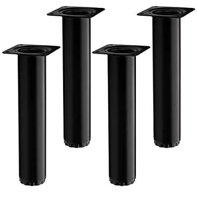 Abbildung von SO TECH® Möbelfuß 4 Stück BRAVO Höhe 200 mm (10 mm) Ø 40 schwarz matt, höhenverstellbar, aus Stahl, belastbar bis 50 kg pro Stützfuß