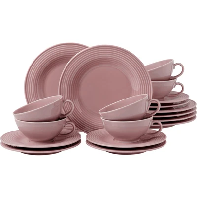 Abbildung von Seltmann Weiden Teeservice &quot;Geschirr Set, 18 Teile, Beat, klein&quot;, (Set, tlg., 6x Teeobertasse 0,14 l, Kombi Untertasse, Brotteller), mit Relief, Made in Germany