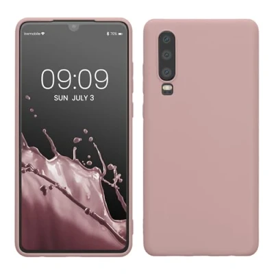 Abbildung von kwmobile Hülle kompatibel mit Huawei P30 weiches TPU Silikon Case Cover geeignet für kabelloses Laden Nude Lilac