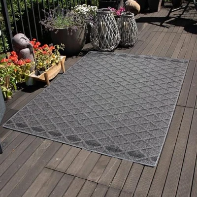 Abbildung von Outdoorteppich Rauten Design, Carpettex, Läufer, Höhe: 8 mm, In&amp; Outdoor Teppich Grau Design für Küchen Balkon Terrasse
