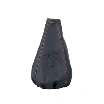 Abbildung von Simoni Racing 6111CR Schalthebelverkleidung Leder schwarz mit Aufdruck