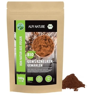 Abbildung von Bio Nelken gemahlen (500g), gemahlen, aus kontrolliert biologischem Anbau, Nelkenpulver 100% natürlich, Gewürznelkenpulver ohne Zusätze, vegan, Gewürznelken