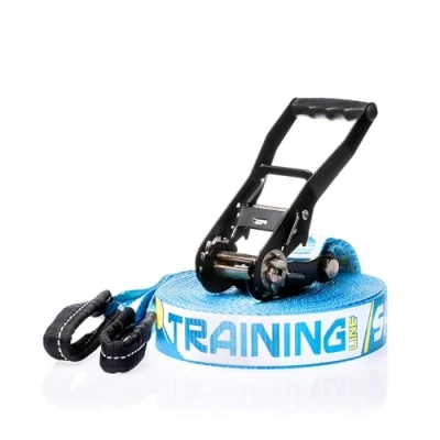 Abbildung von SPIDER Slackline SKS02 Kit TRAINING line Workout und Gleichgewichtstraining, Walk &amp; Freestyle Ratsche, Baumschutz, Umhängetasche Maximale Tragkraft für Erfahrene Slackliner Länge 18 m
