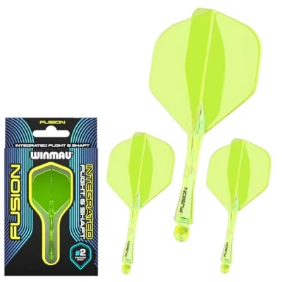 Abbildung von WINMAU Fusion Fluor Gelb Mittel Integriertes Dartflug und Schaftsystem 1 Set pro Packung (insgesamt 3 Flug Schäfte)