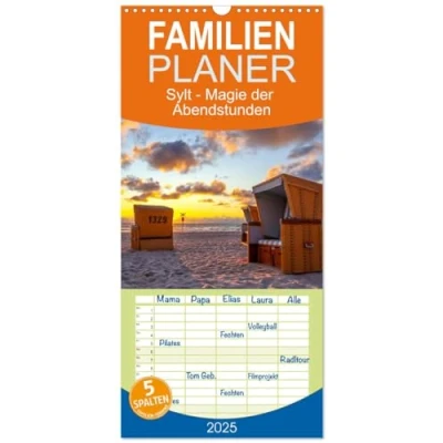 Abbildung von Familienplaner 2025 Sylt Magie der Abendstunden mit 5 Spalten (Wandkalender, 21 cm x 45 cm), CALVENDO