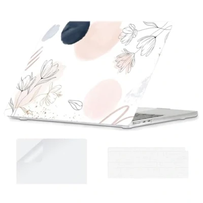 Abbildung von YOPAS Hülle Schutzhülle für MacBook Air M3 M2 13.6 Zoll (2024 2022) A3113 A2681, Hartschale Muster Case 13 und Tastaturabdeckung, Blume