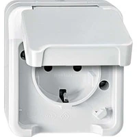 Abbildung von Schneider Electric Merten MEG2400 8029 Aufputz 1 Fach SCHUKO Steckdose mit erhöhtem Berührungsschutz, Schutzkontaksteckdose, IP44, lichtgrau, AQUASTAR