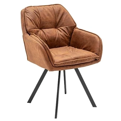 Abbildung von riess ambiente Armlehnstuhl MR. LOUNGER hellbraun, Esszimmer · Microfaser Metall mit Armlehne 180 drehbar Retro