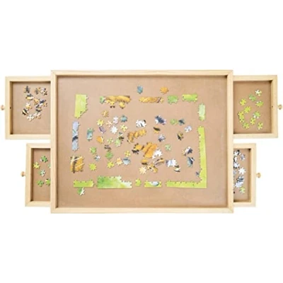 Abbildung von Mediashop Puzzletisch bis zu 500 Teile mit 4 ausziehbaren Schubladen tragbares Puzzle Brett aus Holz einfach verstaubau Erwachsene &amp; Kinder