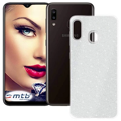 Abbildung von mtb more energy® TPU Hülle Shine für Samsung Galaxy A20e (SM A202, 5.8&#039;&#039;) Silber Glitzer Effekt flexibel Schutzhülle Case Cover Tasche