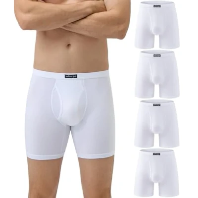 Abbildung von wirarpa Boxershorts Herren Männer Unterhosen Weiche Unterwäsche Men Modal mit Eingriff ohne Etikett 4er Pack Weiß Größe L