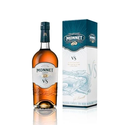Abbildung von Monnet VS Cognac aus Frankreich Gold Meiningers International Spirits Awards mit Geschenkverpackung blumig frischer Geschmack 40% Vol. 0,7 Liter