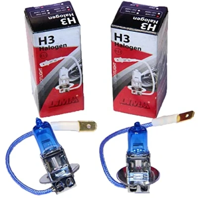 Abbildung von 2X Halogen H3 Scheinwerferlampe Birne 55W 12V Abblendlicht Fernlicht Glühlampen E Prüfzeichen Sockel PK22S Xenon Weiß