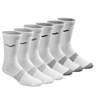 Abbildung von Saucony Men&#039;s Big &amp; Tall Run Dry Athletic Crew Socks, White (6 Pairs), Shoe Size: 13 15