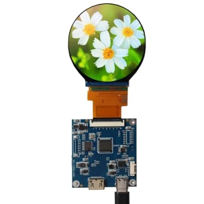 Abbildung von VSDISPLAY 5,3 cm (2,1 Zoll) 480 x IPS MIPI 300 nit Kreis LCD Bildschirm und Mini HDMI 40 polige Controllerplatine, Micro USB Stromanschluss