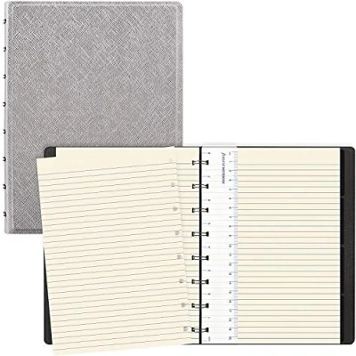 Abbildung von Filofax B115076U Saffiano Metallic Notizbuch, A5, 112 bewegliche Seiten, cremefarben Inklusive 4 Indexen (eine mit Tasche) und Lesezeichen, silberfarben