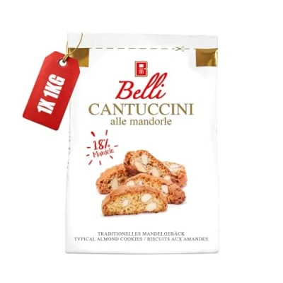 Abbildung von Belli Cantuccini alle mandorle Gebäck mit Mandeln aus Italien Kekse Großpackung Kaffeegebäck (1x 1Kg)