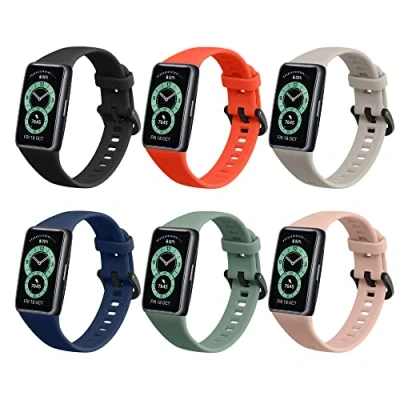Abbildung von kwmobile Uhrenarmband 6x Sportarmband für Huawei Band 6 &amp; Pro / Honor 7 Armband, Armband TPU Silikon Großes Set Fitnesstracker verschiedene Farben