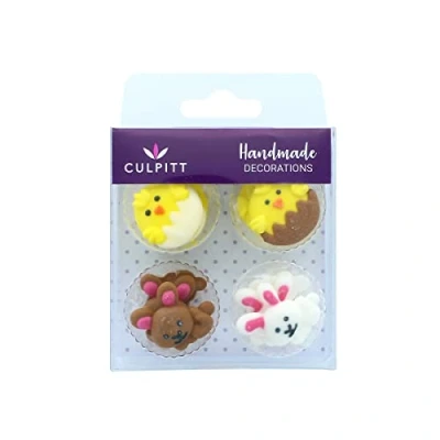 Abbildung von Culpitt Süßes Osterhase &amp; Küken Zucker Pipings Zuckerdekoration für Ostern und Frühling Cupcakes Kuchen 12 Stück